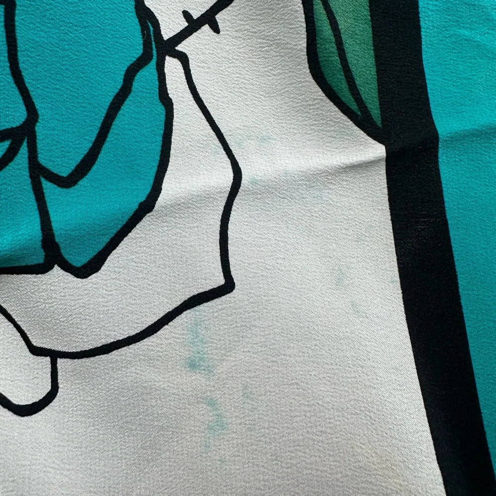 Christian Dior vintage Rose print silk scarf Rare colors(turquoise blue,bright)
